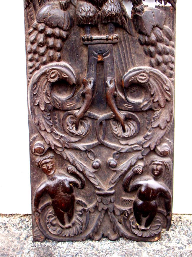 A wonderful early 19th century carved plaque, possibly from Pennsylvania, depicting a spread wing eagle and Adam & Eve. — image 3